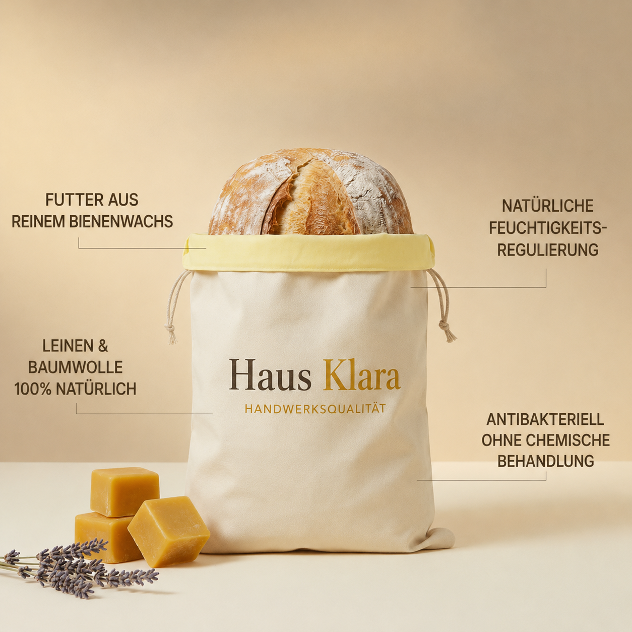 Der Brotbeutel Klara (30 × 40 cm) — Dein Brot frisch nach 5 Tagen